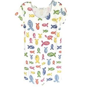 Fresh Produce - ‘Fish - multicolor’ White Dress. SZ: Medium. NWOT Firm!